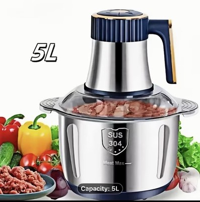 1.32gal Large Capacity Stainless Steel Electric Food Chopper & Processor