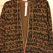 Savage Fenty Olive Black All-Over Print Full Zip Hooded Hoodie Pockets Women M