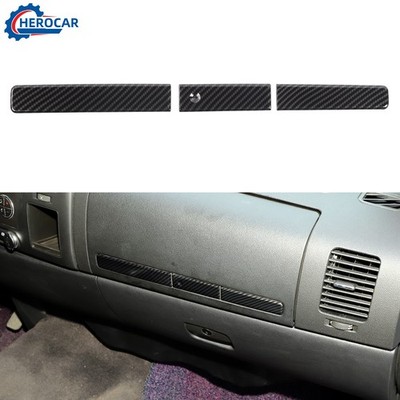 Carbon Fiber Dashboard Co-pilot Panel Decor Strip For Silverado SIERRA 2007-2013