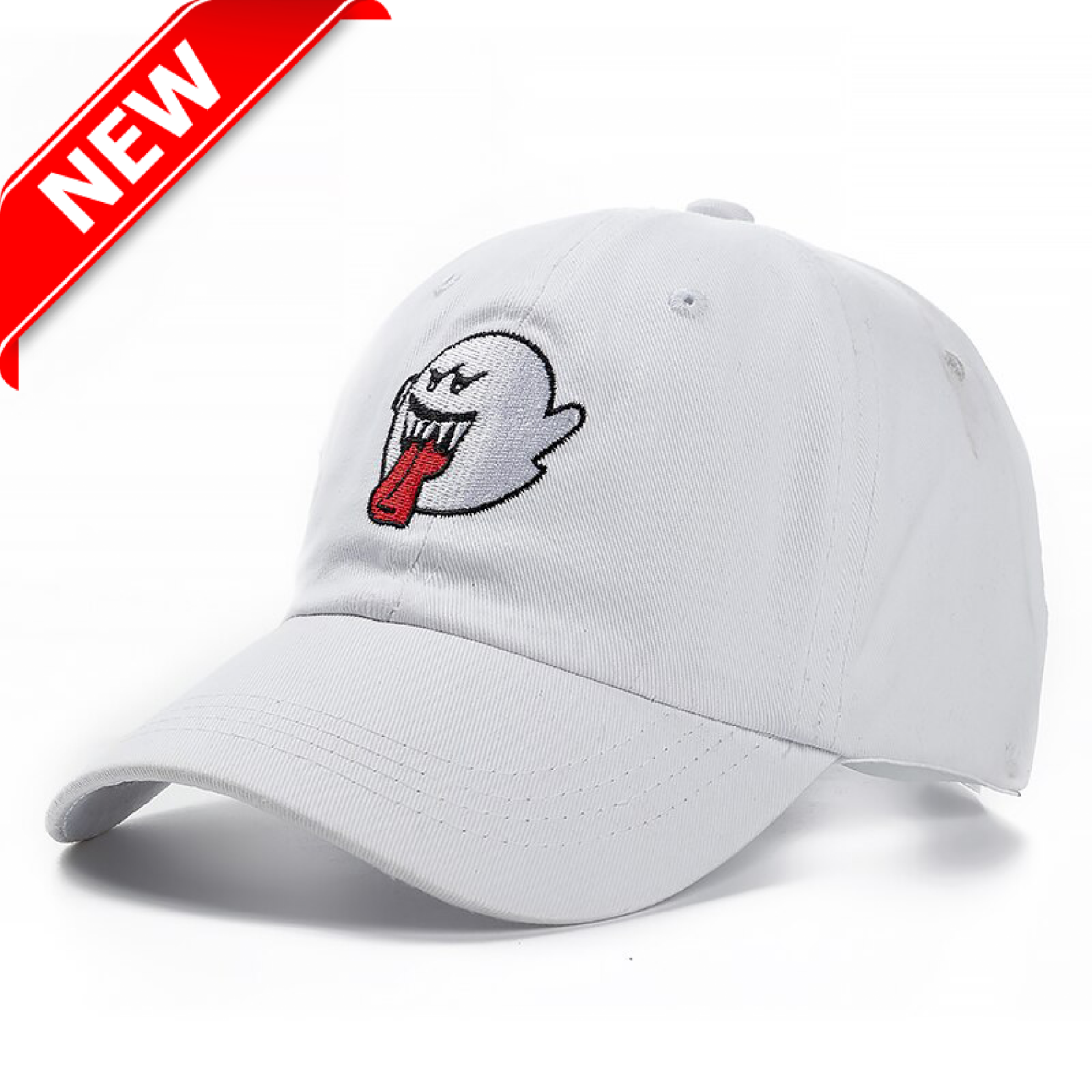 Super Mario Bros. White Boo hat with adjustable strap / baseball cap gamer gift