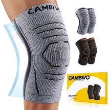 CAMBIVO Knee Brace for Women Men, 2 Pack Lightweight Latex Free Large, Gray