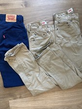 Boys Straight Levi Jeans 511 Size 12 Reg Uniform Pants Navy And Tan