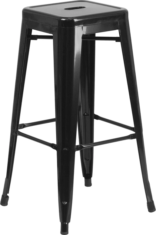 30 High Backless Black Metal Restaurant Bar Stool Industrial