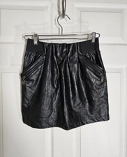 Forever 21 Twenty One Juniors Mini Skirt Size Large Black Faux Leather