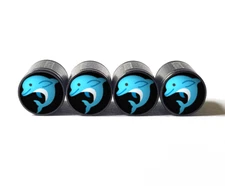 Dolphin Emoji Tire Valve Stem Caps - Aluminum - Set of Four - Fits all Vehicles