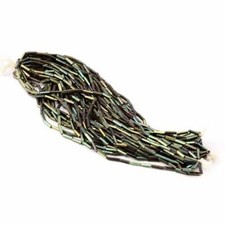 Hank 850 Czech vintage metallic green hexagon faceted bugle glass beads 9mm