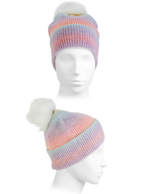$95 New Adrienne Landau ​Rainbow Faux Fur Pom-Pom Wool Blend  display picture 3