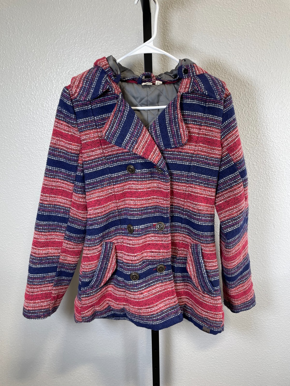 Roxy Womens Multicolor Button Up Coat Jacket Hood… - image 1