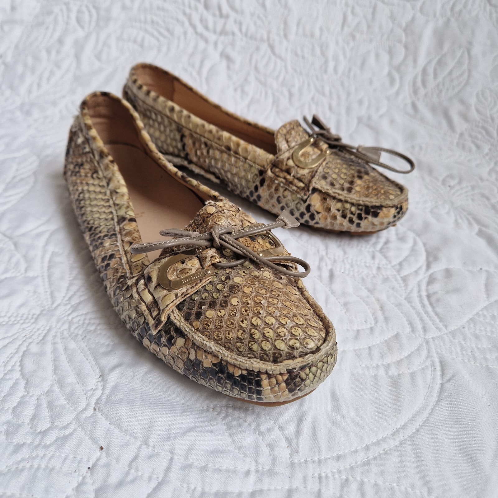 Bally python snakeskin driving shoe moccasins. Si… - image 7