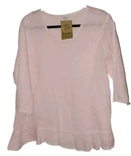 HLT561 Small Pink NWT Match Point Linen Shirt Blouse Top Ruffle NEW