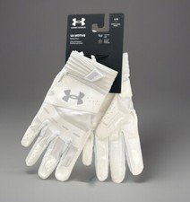 NOWY! KLASYKA! UNDER ARMOUR UA Motive Damskie białe rękawiczki battingowe - rozmiar L