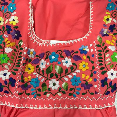 Handmade Puebla Mexican Hippie Peasant Artisan Embroidered Blouse Assorted Color