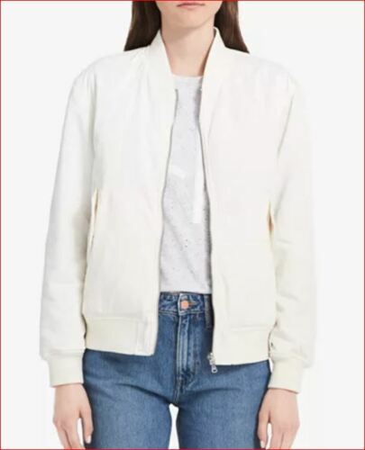 CALVIN KLEIN giacca cappotto donna doppio lato crema bianco argento XS prezzo al dettaglio $188 - Foto 1 di 12