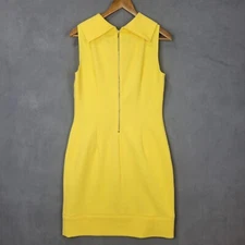 American Living Textured Sheath Dress Women's 10 Yellow Stretch Classic Back Zip
