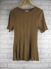 Seed Heritage womens knit top jumper brown ribbed XS 8 long sleeve crew neck