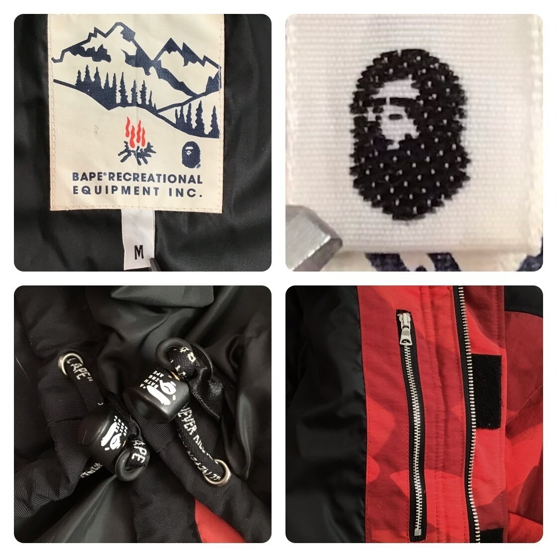BAPE Giant Red camo Puffer Down Jacket a bathing ape NIGO Size M