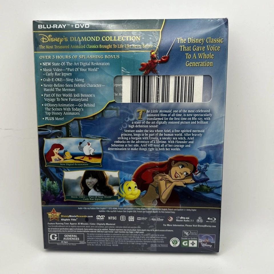 Disney The Little Mermaid Sealed Blu Ray Diamond Edition New Foto 2 de 2
