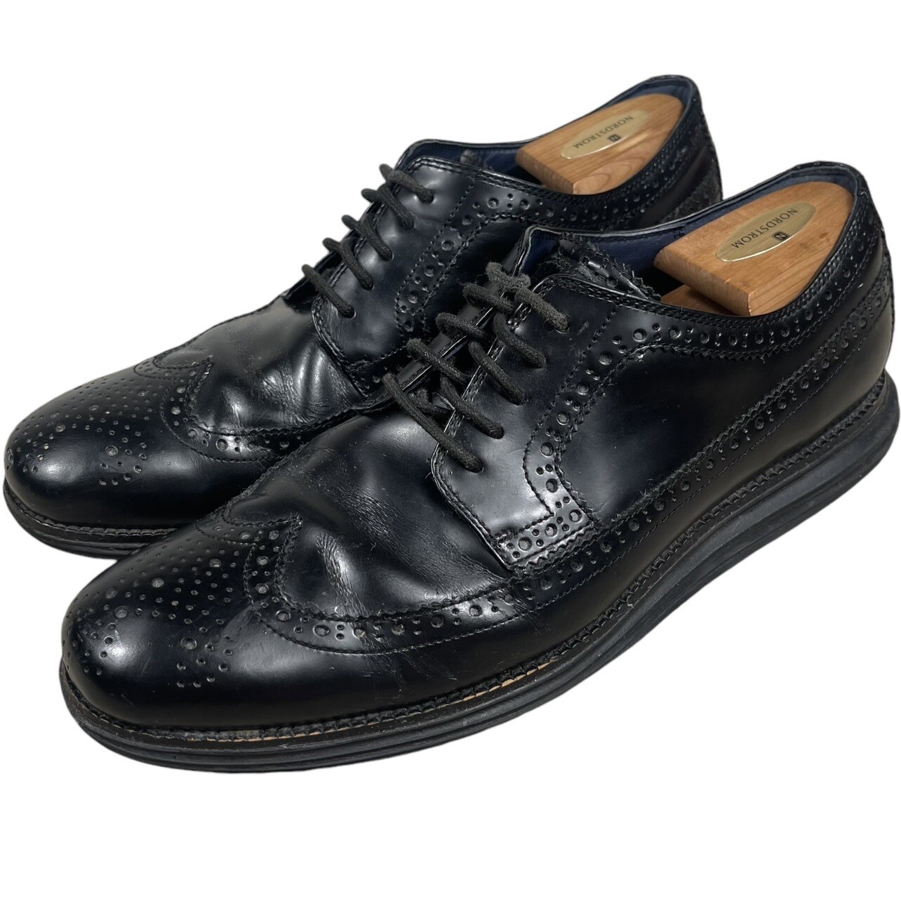 SAOLA Scarpe eleganti Cole Haan Lunargrand da uomo in pelle nera con punta alare taglia 13 M C11717