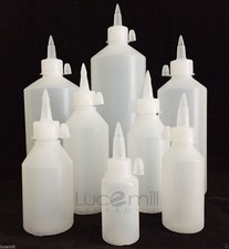 HDPE Plastic Bottles With RESEALABLE Nozzle Dropper Caps 30mm to 1Litre (L)