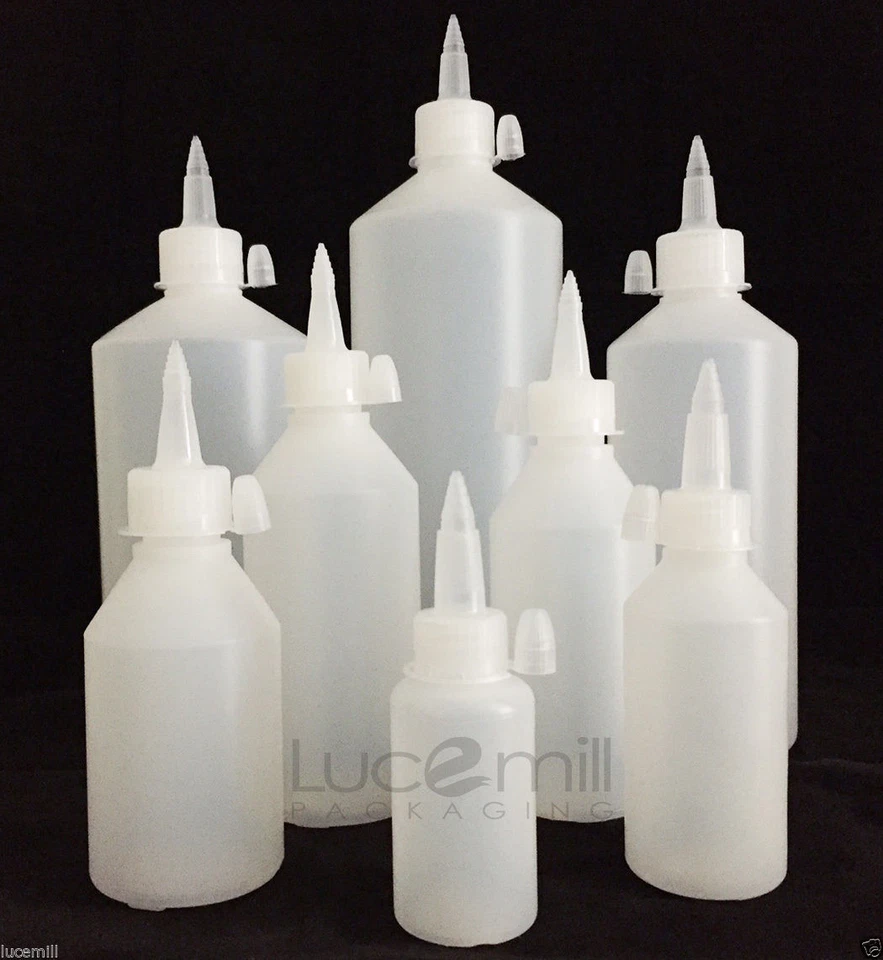 HDPE Plastic Bottles With RESEALABLE Nozzle Dropper Caps 30mm to 1Litre (L) - Image 1 of 1