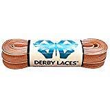 Derby Laces Striped - Flat, 10mm wide, for 72 Inch / 183 cm, Orange and White 