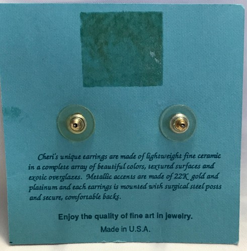 Handcrafted Ceramic Jewelry Post Earrings by Cheri Giraffe Made In USA - Picture 6 of 6