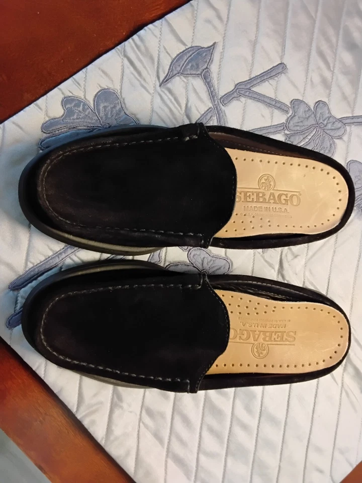 Mocasines sin cordones de gamuza negros Sebago para mujer talla 5,5 magnífico estado Foto 2 de 4