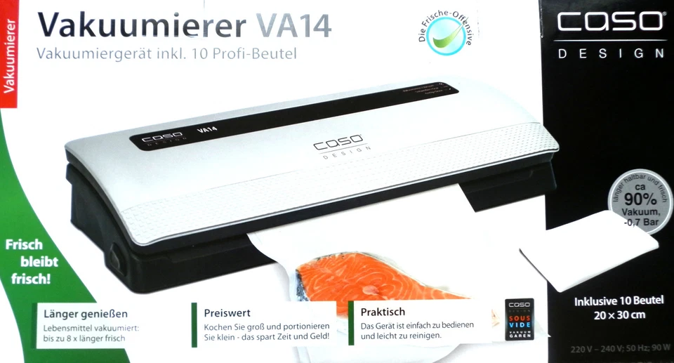 CASO Vakuumierer VA 14 + 10 Profibeutel Vakuumiergerät Folienschweißgerät