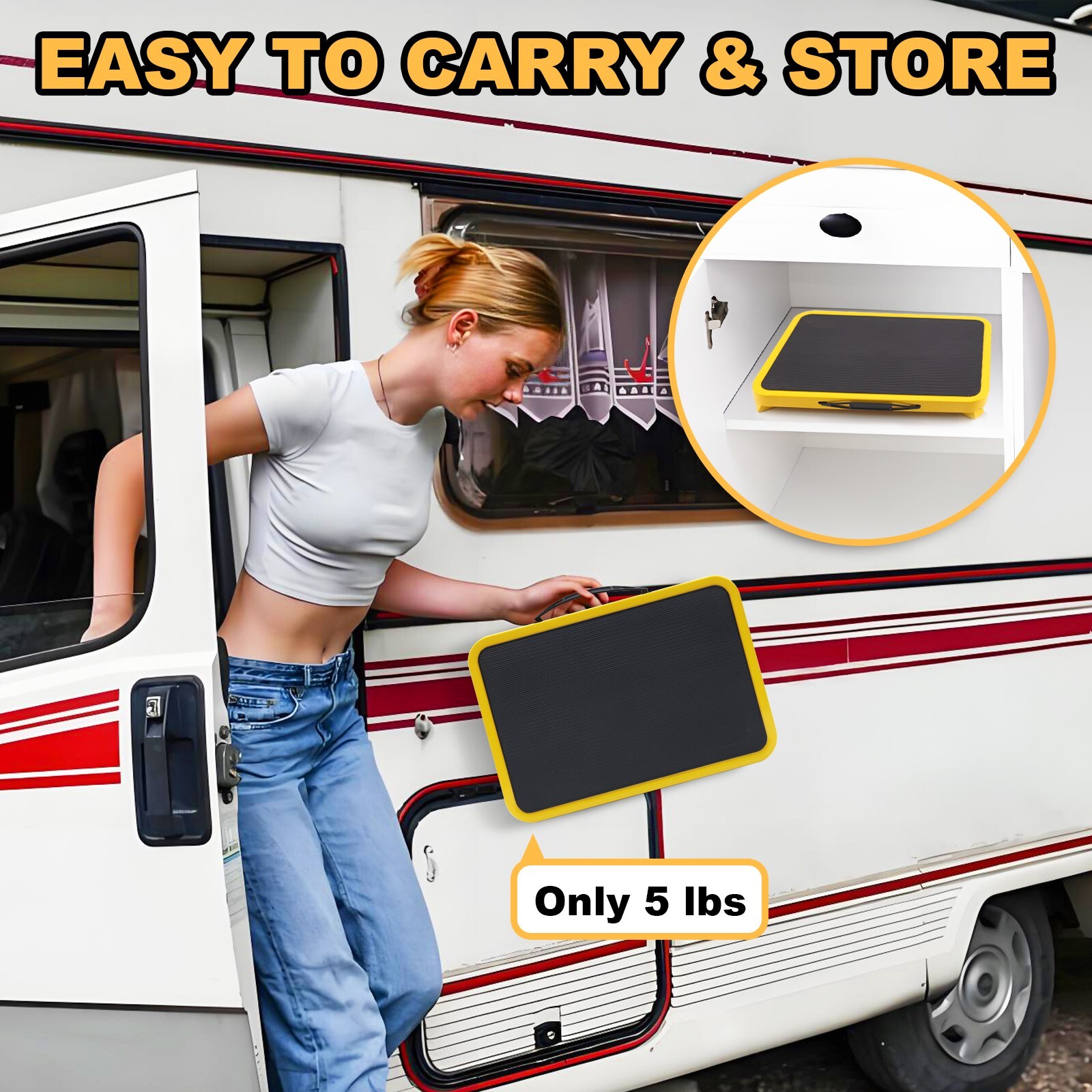 New Caravan Entry Step Stool Camping Portable Door Mat RV Steps Non ...