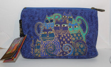 LAUREL BURCH Cat Canvas Cosmetic Bag/Zip Pouch NWT