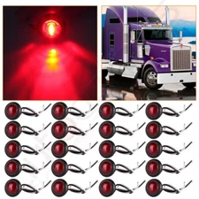 20pcs 3/4" Red For Truck Trailer Clearance Side Marker Indicator Bullet Light