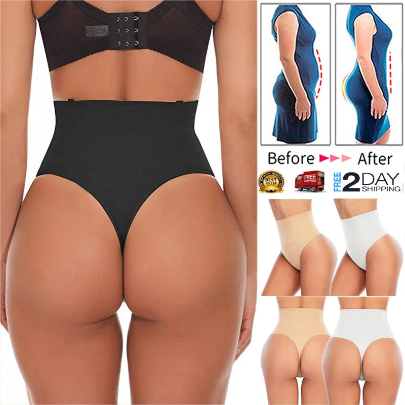 Women Tummy Tuck Control Body Shaper Thong Panties Seamless Shapewear Knickers