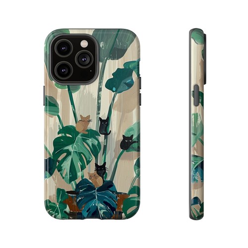Phone-Ink iPhone, Pixel, Samsung Galaxy Case - Monstera Green Plant Cats - 第 26/191 張圖片