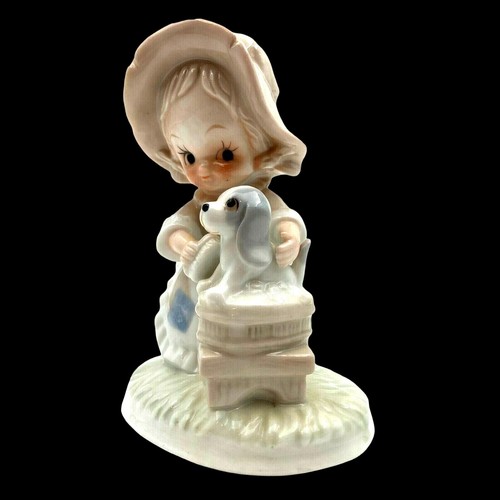 Vintage Unmarked Lefton Christopher Collection Heavenly Hobos Girl Washing Puppy - Picture 4 of 12