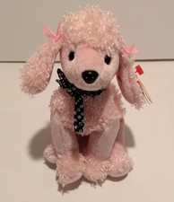 TY Beanie Buddy Brigitte The Pink Poodle Plush Dog 7 in  Sparkly Toy.