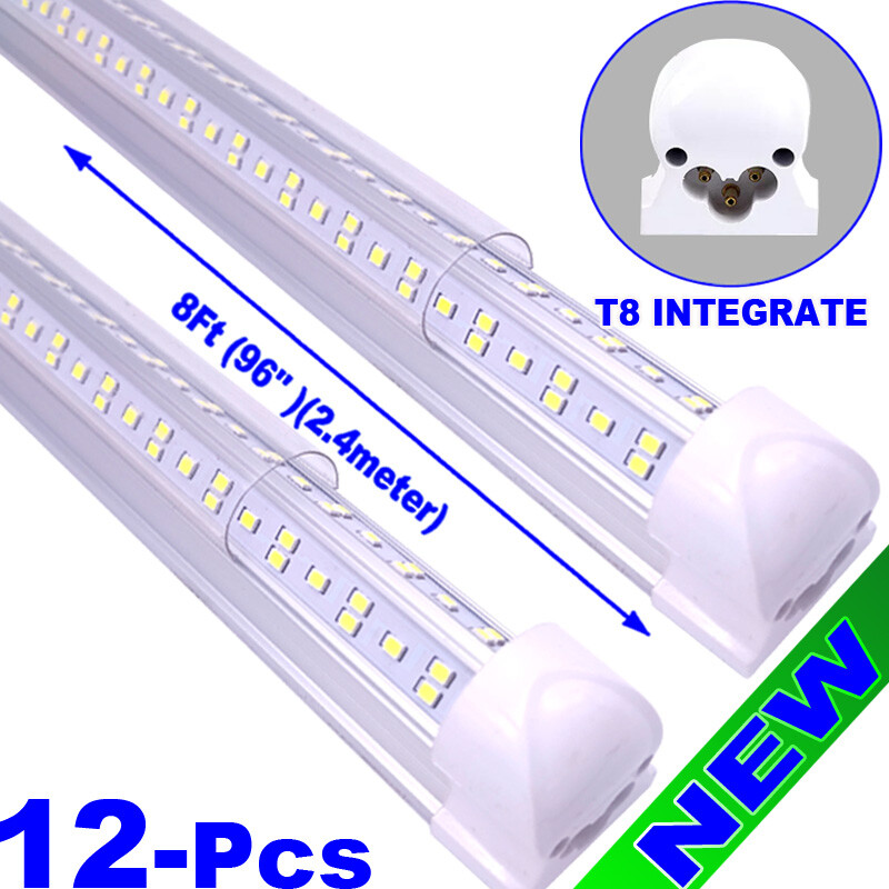 8ft Linkable Led Shop Light Fixture, T8 Integrated Led Tube Light Bulbs 12PACK