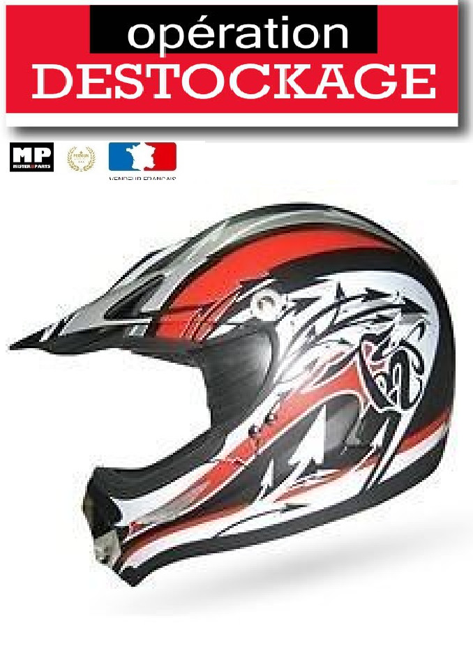 Casque cross XL homologué grand confort rouge noir blanc anti choc