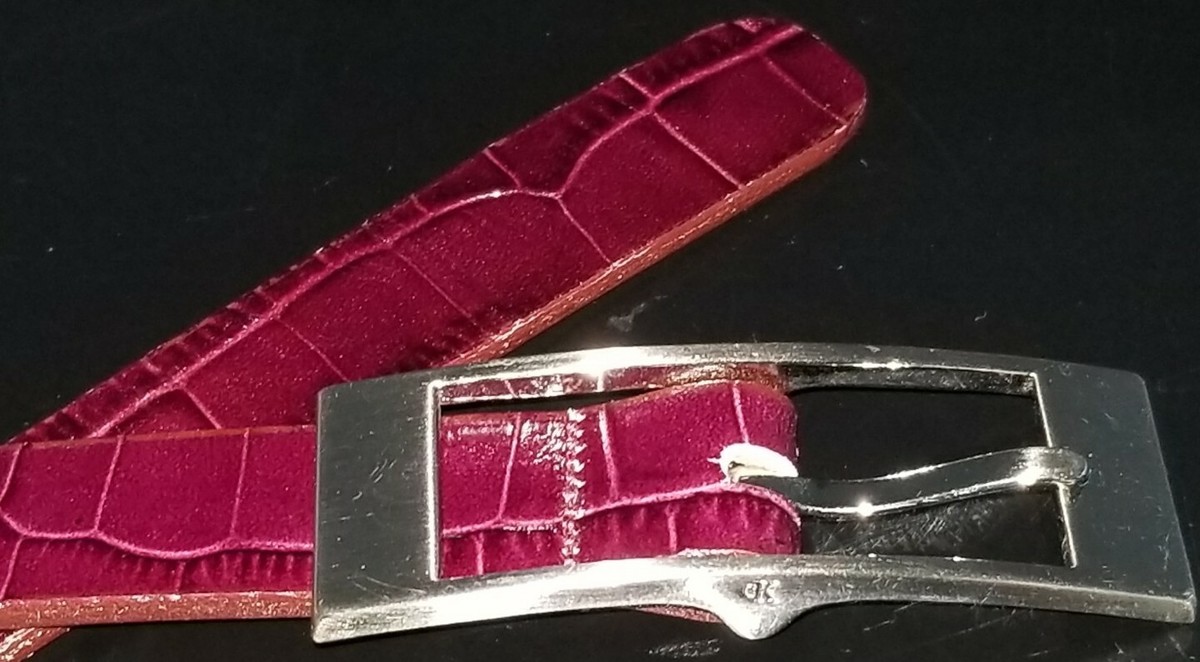 Calvin Klein Italian alligator calfskin BROWN BELT 630509 Silver logo buckle Med 1 3/8 main image 4