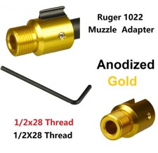 Anodized Gold 1/2  x28 1/2-28 Ruger10 22 1022 10/22 TPI Muzzle Accessory Adapter