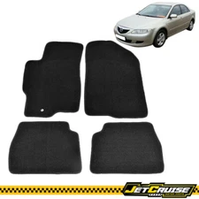 Fits 03-08 Mazda 6 4Dr 5Dr Black Nylon Front & Rear Car Floor Mats 4Pcs