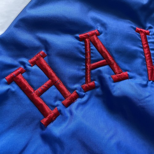 True Vintage Hawaii Satin Jacket Mens Large Blue White Red Kuulei Made USA 70s - Picture 4 of 16