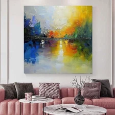 hand painted Oil Painting Abstract Contemporary scenery Canvas wall art Green