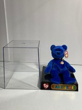 1998 Retired Clubby Original TY Beanie Baby Rare Blue - With display case