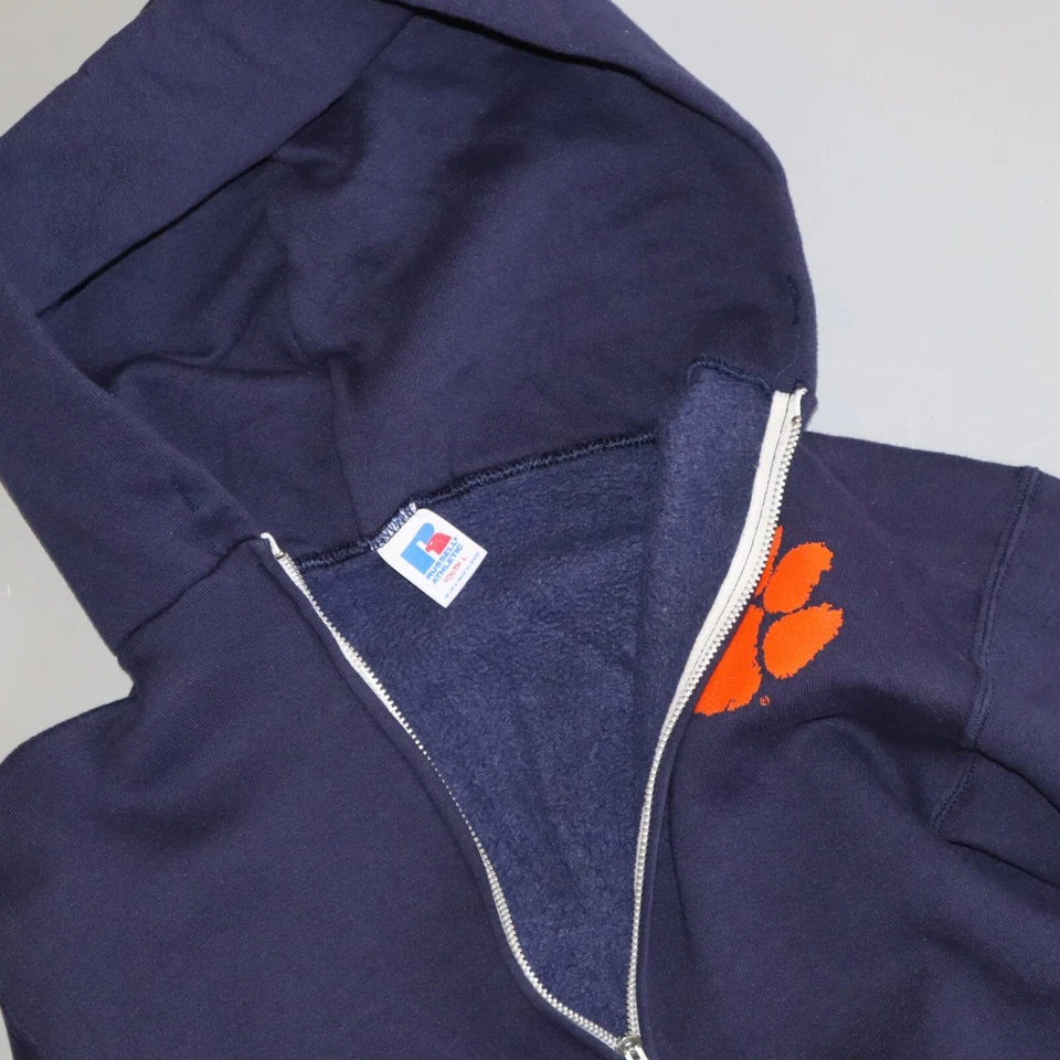 De Colección Sudadera con Capucha Juvenil Grande Russell Chaqueta Atlética Sudadera Clemson Tigers EE. UU. Cremallera Foto 2 de 4