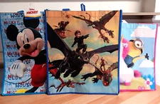 Disney Lot 3 Reusable Shopping Bag Tote Mickey Mouse,How to train your Dragon