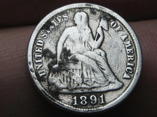 1891 S Seated Liberty Silver Dime- San Francisco, Fine Details