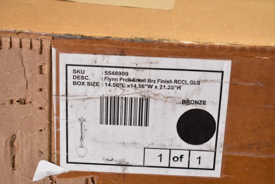 Pottery Barn Flynn Small Pendant Light Bronze Recycled Glass Ceiling 5548909 - Image 3 of 4