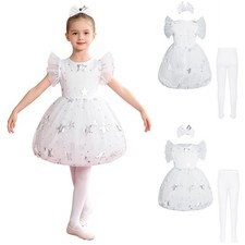 Kids Girls Ballet Cha-Cha Costume Outfits Dancewear Glittery Tutu Dress Modern