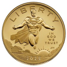 2025-W $50 1/2-oz Proof Superman DC Comics Gold Coin w/ Box OGP