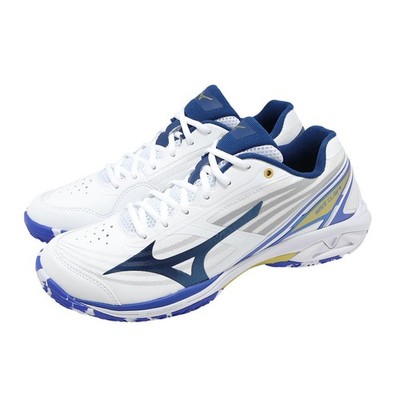 Mizuno Wave Claw 4 Wide White Blue Men Badminton Sports Shoes 71GA2643-04